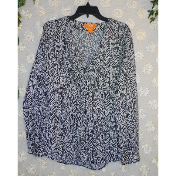 Joe Fresh | Women's Long Sleeve Blouse Zebra Print 100% Cotton Size Large - Picture 1 of 4